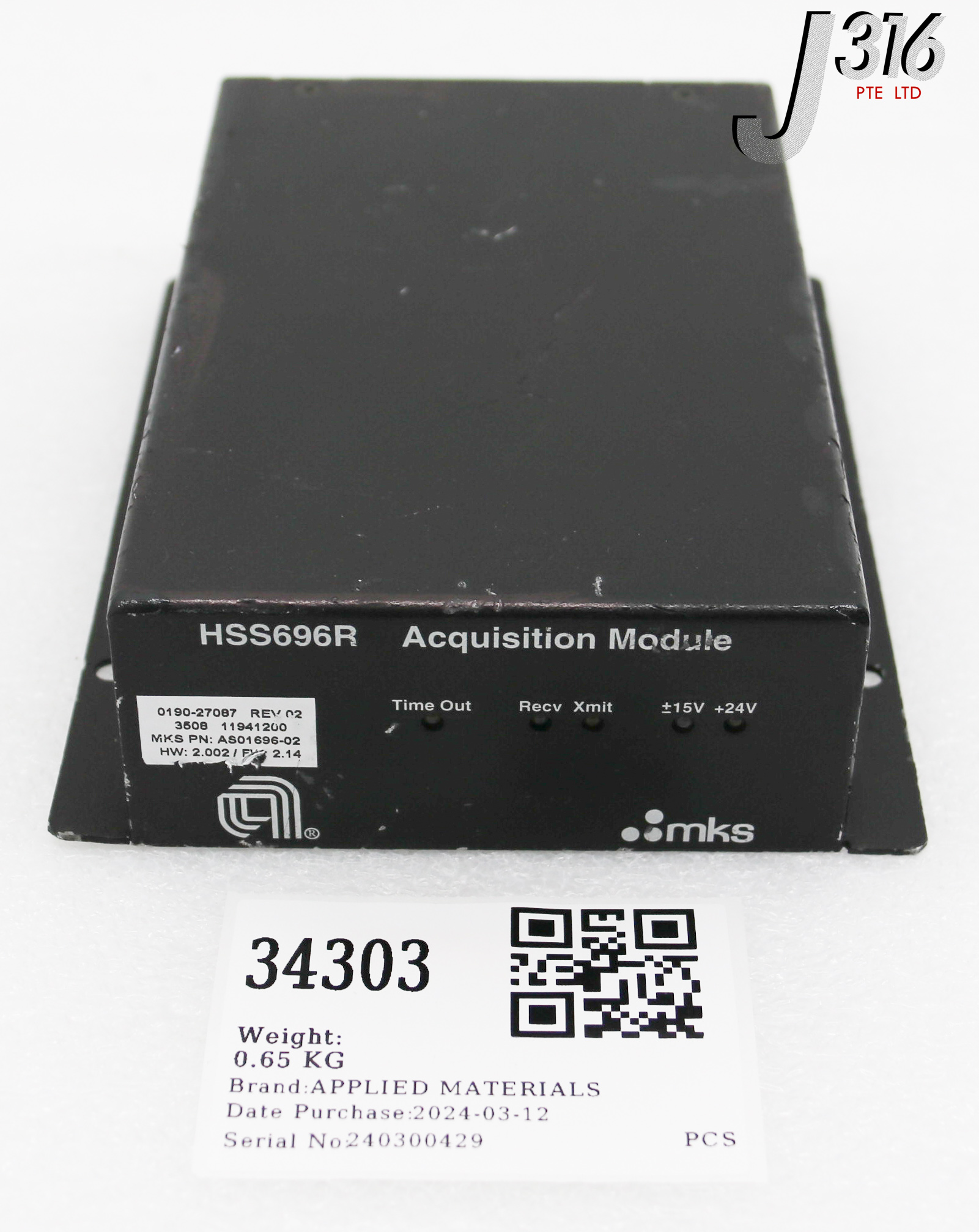 34303 APPLIED MATERIALS ACQUISITION MODULE, HSS696R, MKS 34303 APPLIED MATERIALS ACQUISITION MODULE, HSS696R, MKS